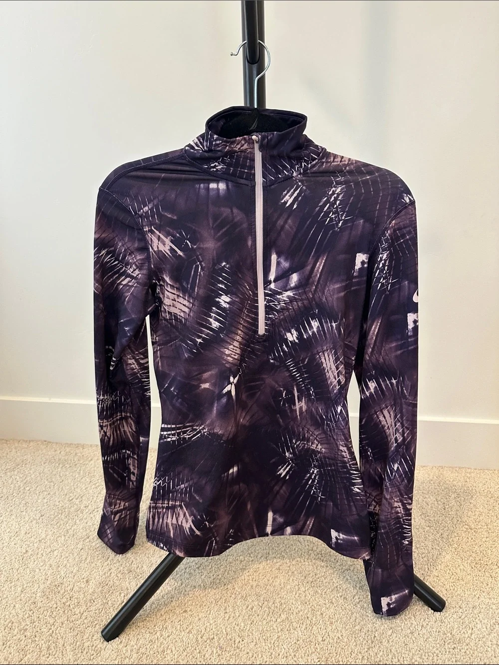 Nike Men's Purple Half-Zip Long-Sleeve Swim Rash Guard